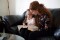 Mother reads with children